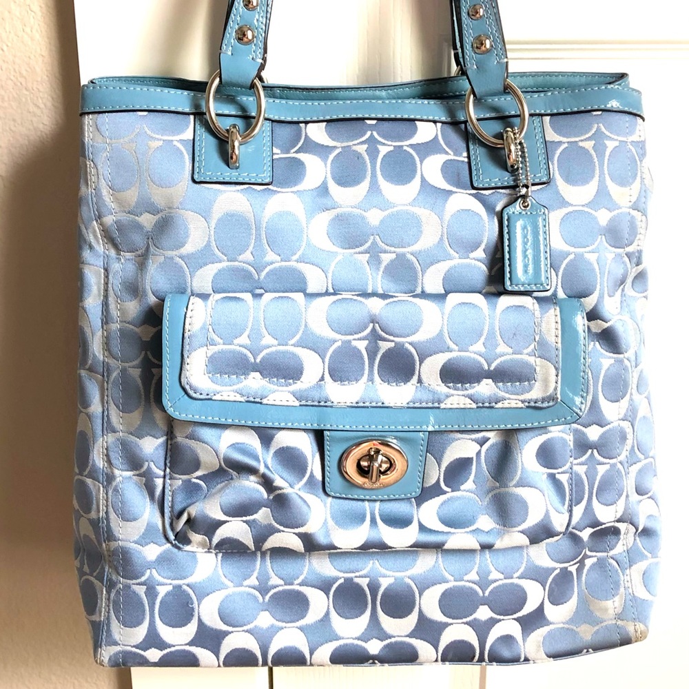 Coach Penelope Signature Sateen Tote in Blue